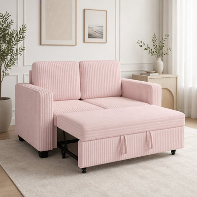 Modular Corduroy Sofa Bed with Pull-Out Function and 9 Configurations