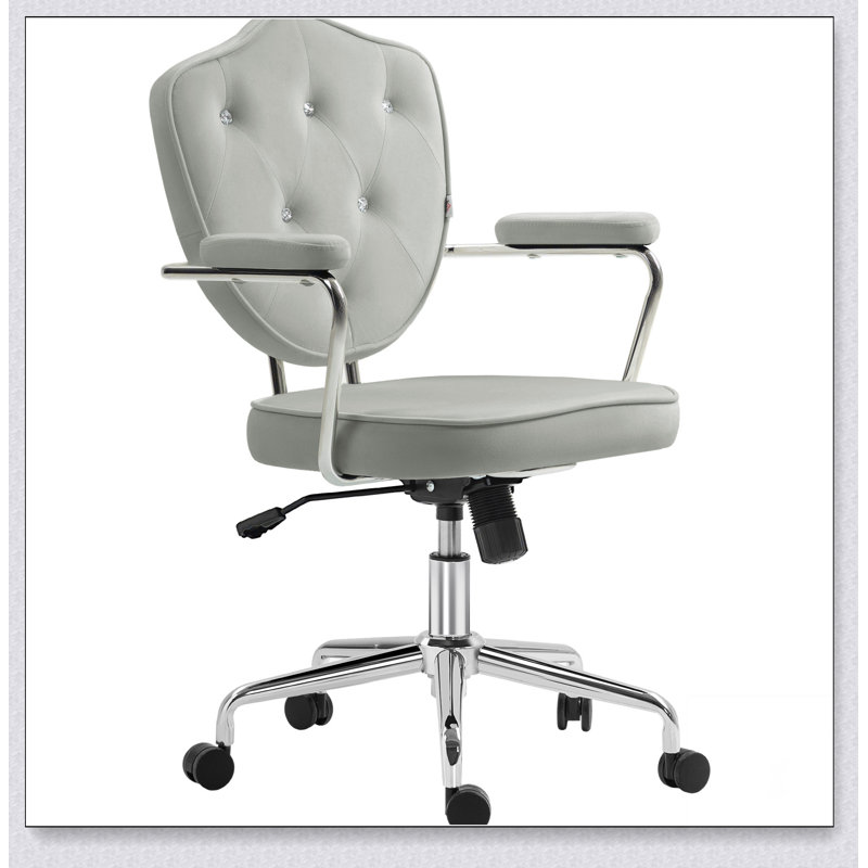 Mignon chaise de bureau à domicile, chaise de bureau d'ordinateur avec molleton capitonné à boutons, VaniChair pivotant, 