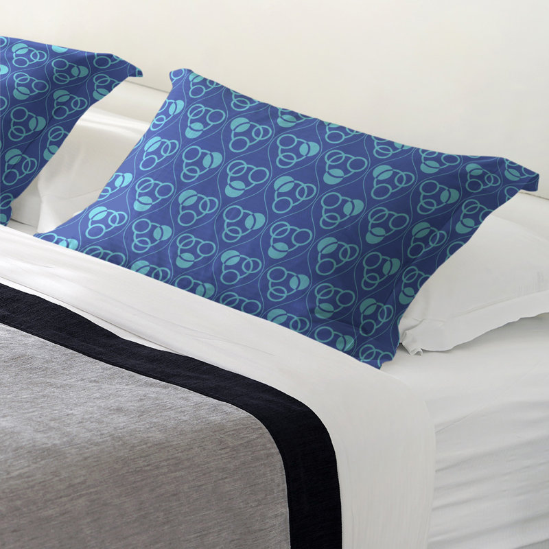 Patricia Geoffrey Polyester Geometric Sham Set, Queen, Microfiber, Blue/Teal