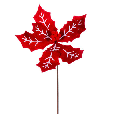 Red and White Felt Poinsettia 22" Red/White and Brown/White Felt Poinsettia
