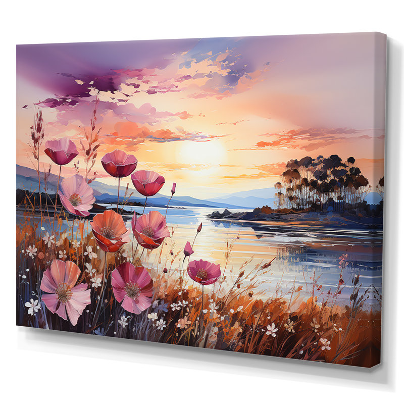 Wildflowers Sunset sur toile, Toile tendue, H 30 po x l 40 po x P 1,5 po