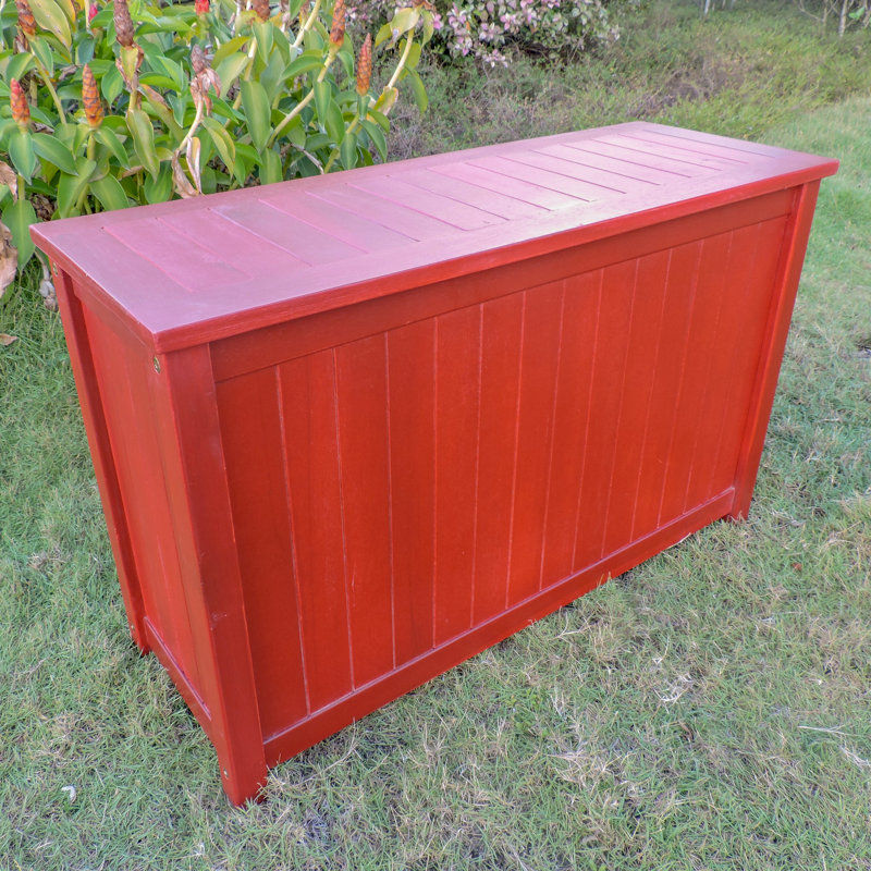 Boîte de rangement en bois massif Debraoh, Rouge campagnard