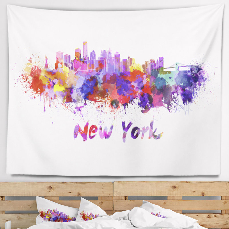 New york skyline tapisserie Cityscape, H 32 po x l 39 po