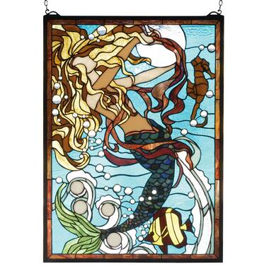 Asian Koi Stained Glass Window - TF27033 - Design Toscano