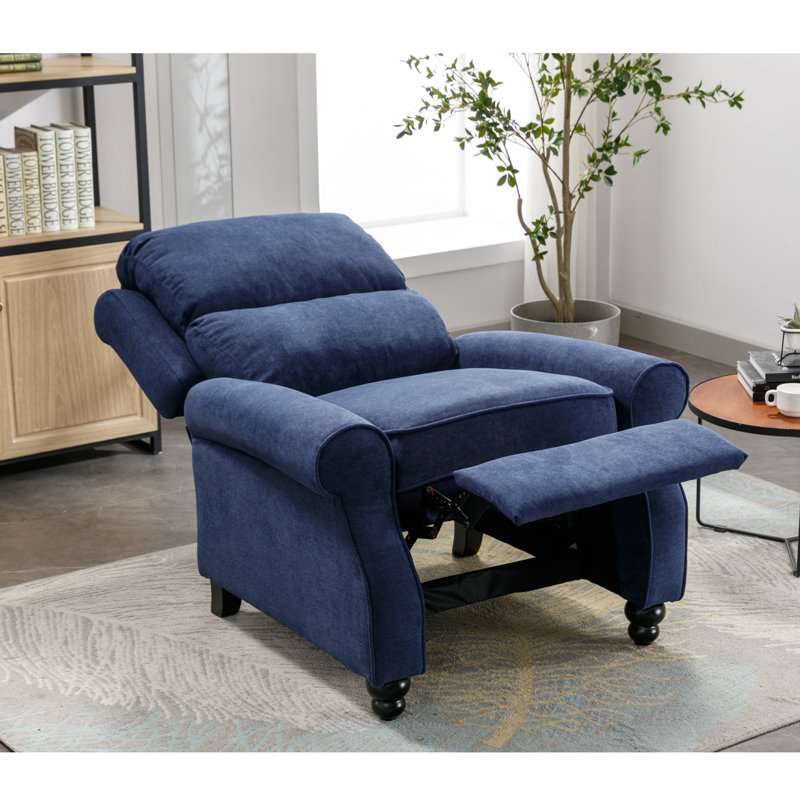 Fauteuil inclinable classique Fatih de 35,4 po de largeur, Mélange de polyester bleu