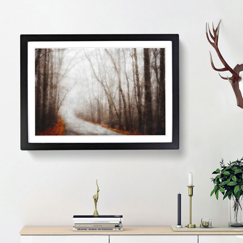 Woodland Road - Picture Frame Painting Print, 45cm H x 63cm W x 2cm D, Black Framed