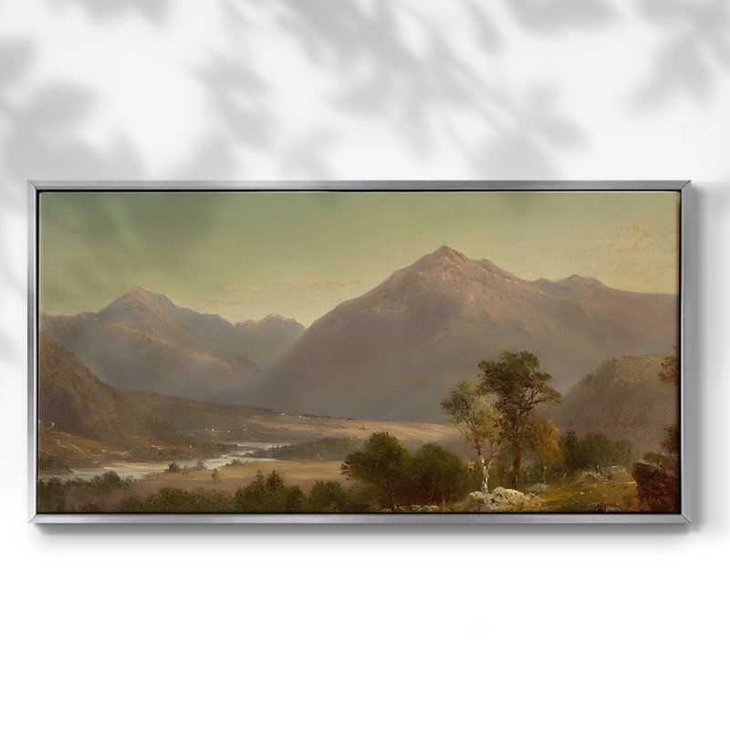 Paysage, série DCC XXXIV, galerie encadrée, prête à être accrochée, H 25 po x l 49 po, Argent argent