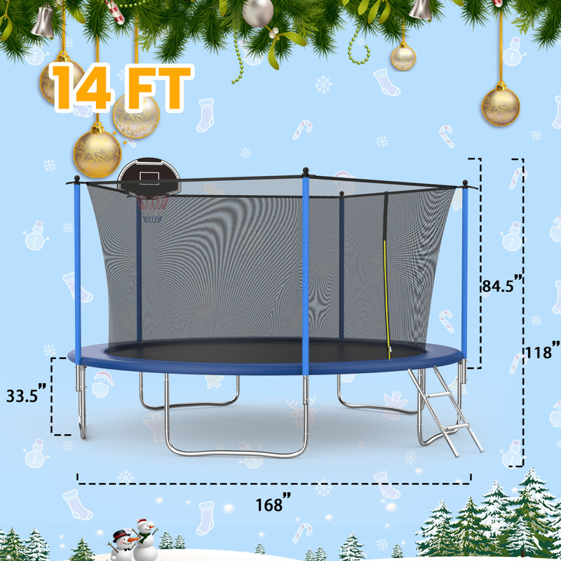 SUMIJ Round Backyard Trampoline with Safety Enclosure