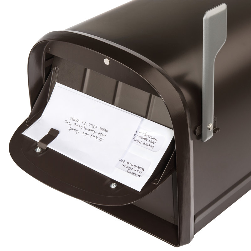 Large Rubbed Bronze Steel Locking Post Mount Mailbox