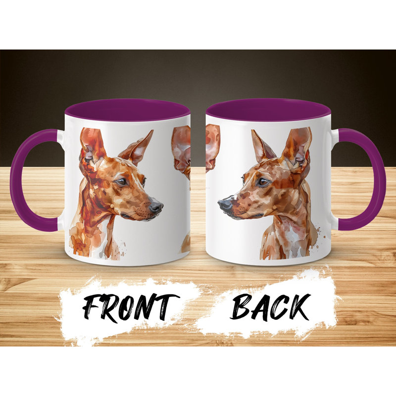 Beautiful Basenji Watercolor Dog Art 11oz Coffee Mug, 2, Purple