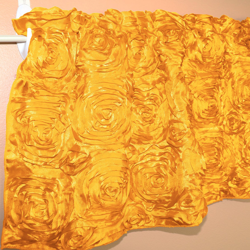 Floral Tailored Window Valance, 54" W x 14" L, Marigold Yellow