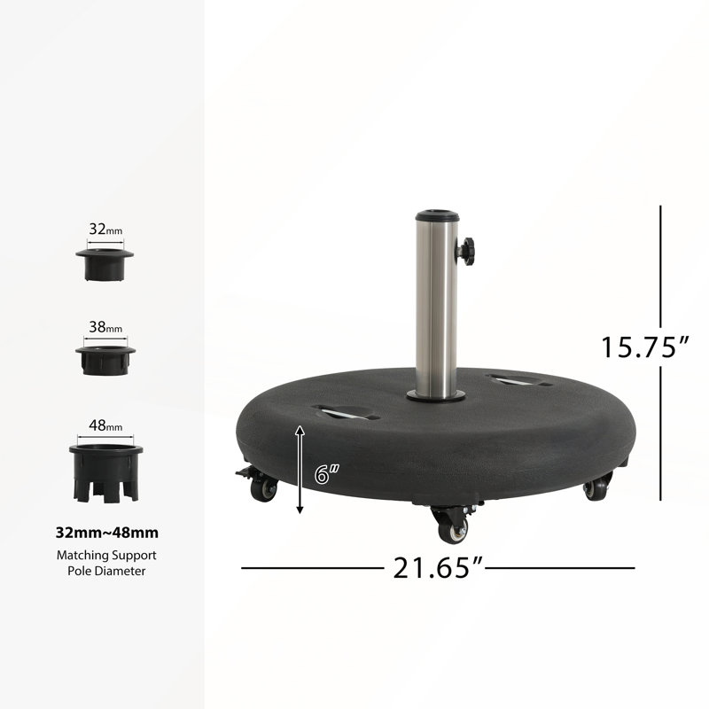 Lacourse 79 Lb. Resin and Concrete Free Standing Umbrella Base with Wheels, Black