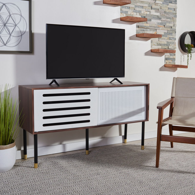 Meuble télé pour téléviseur de 42 po ou moins Melven, Fer blanc / noyer