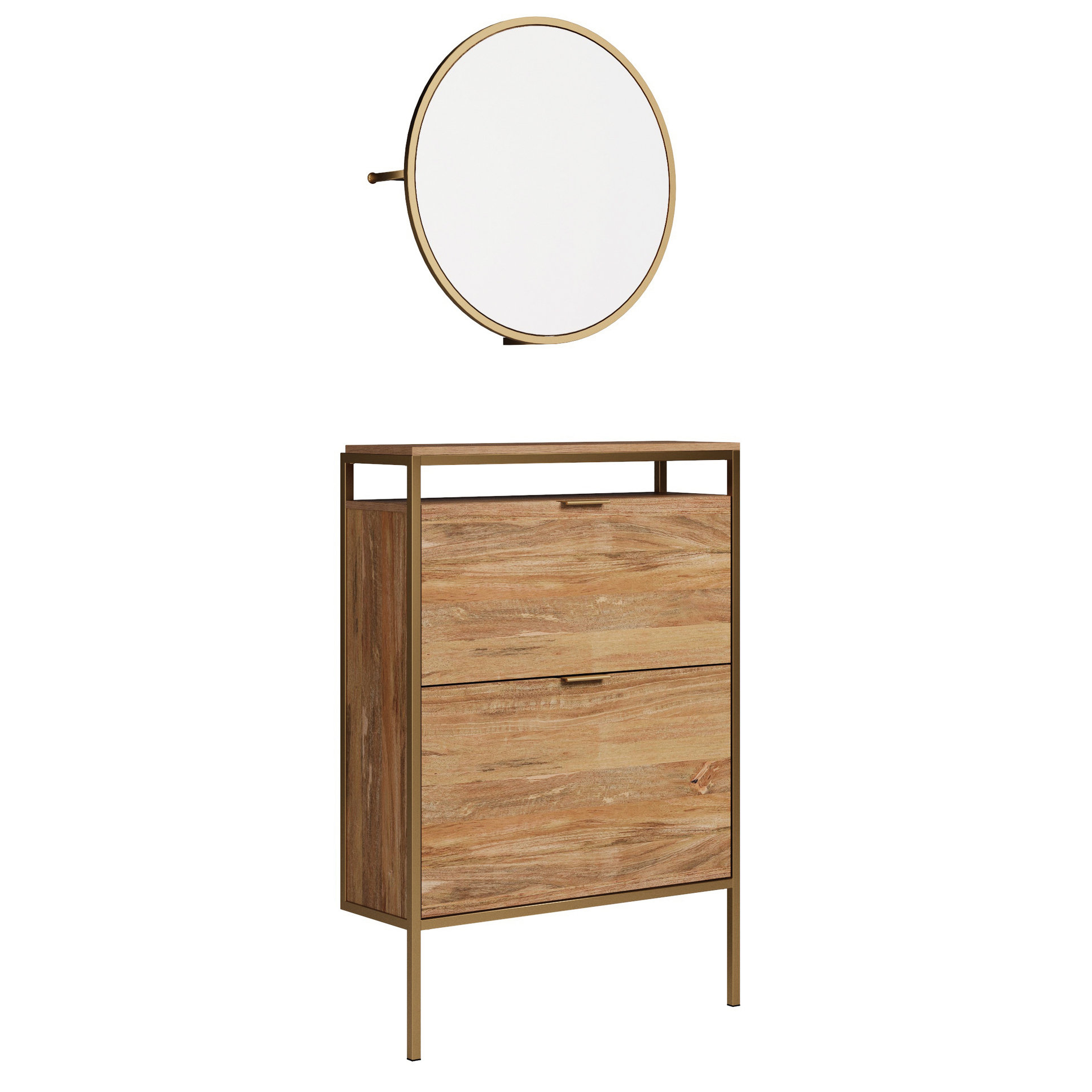 Gallery Detail: Mercer41 Brown Wall Mounted Shoe Cabinet With Mirror Space Saving
