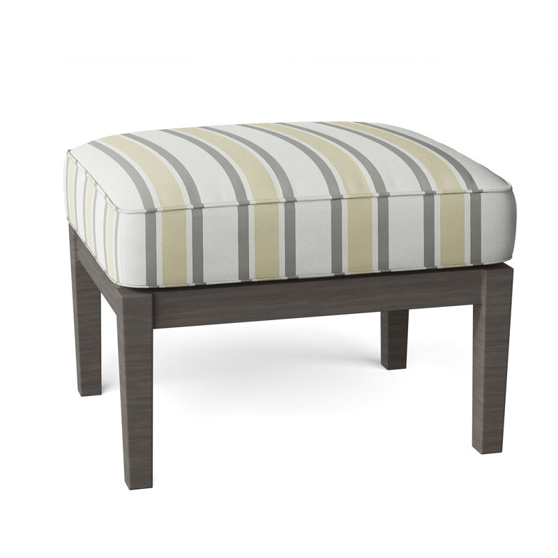 Lattice Outdoor Ottoman with Cushion, Welt, Herringbone Sand