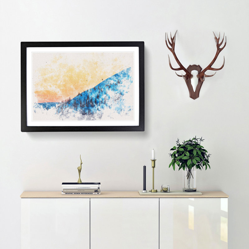 Hills of Trysil Norway - Picture Frame Painting Print, 36cm H x 48cm W x 2cm D, Black Framed