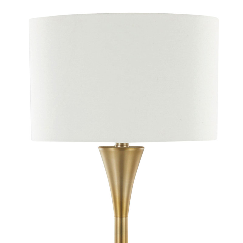 Lampe sur pied contemporaine en métal 65 po avec abat-jour en lin Lenuxe de Grandview Gallery, Doré