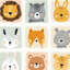 Dessin animé animaux papier peint double rouleau amovible pastel ludique-318009179