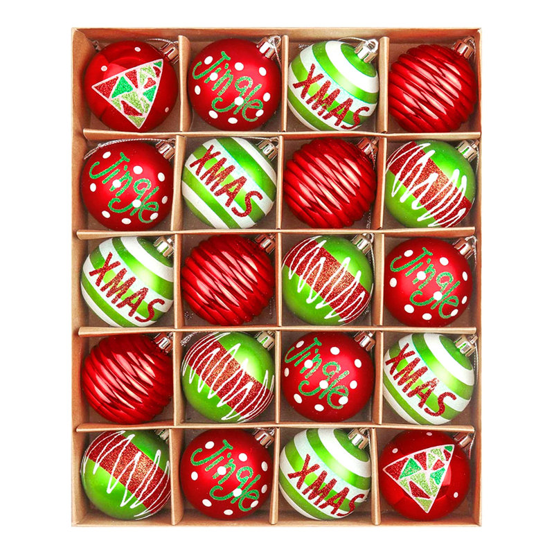 20 boules de Noël décoratives, boules de suspension de 2,36 pouces, ornements de suspension décoratifs en plastique incassable
