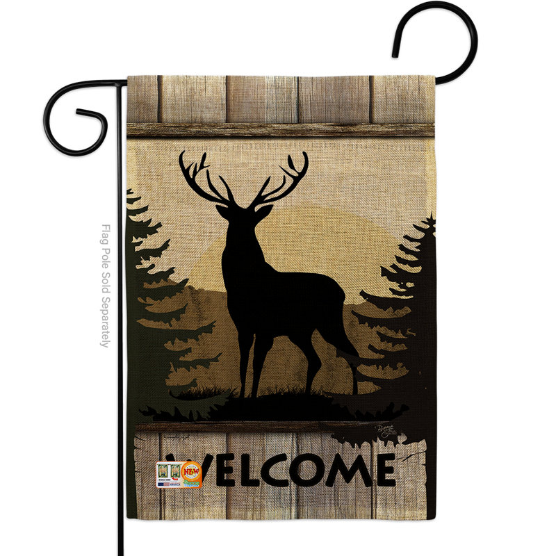 Drapeau de jardin 1 côté 6,5 po x 1 pi 1 po welcome cerf