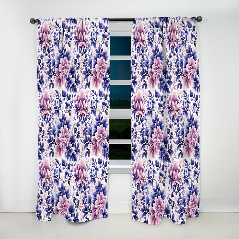 Moroccan Damask Poppies Intrigue - Rideau damassé - Rideau damas obscurcissant - 1 panneaux, L 52 po x L 84 po