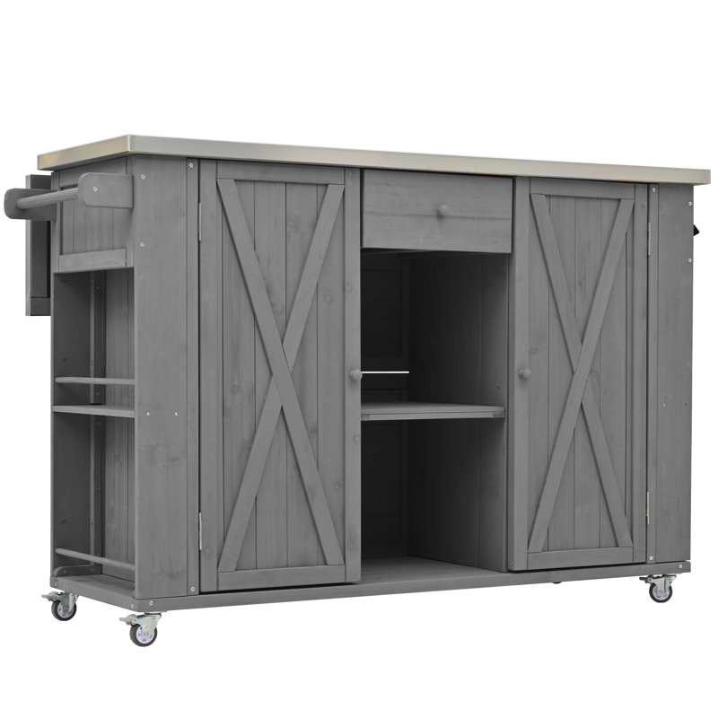 Îlot de cuisine extérieur 52,25 po Farmhouse, Gris