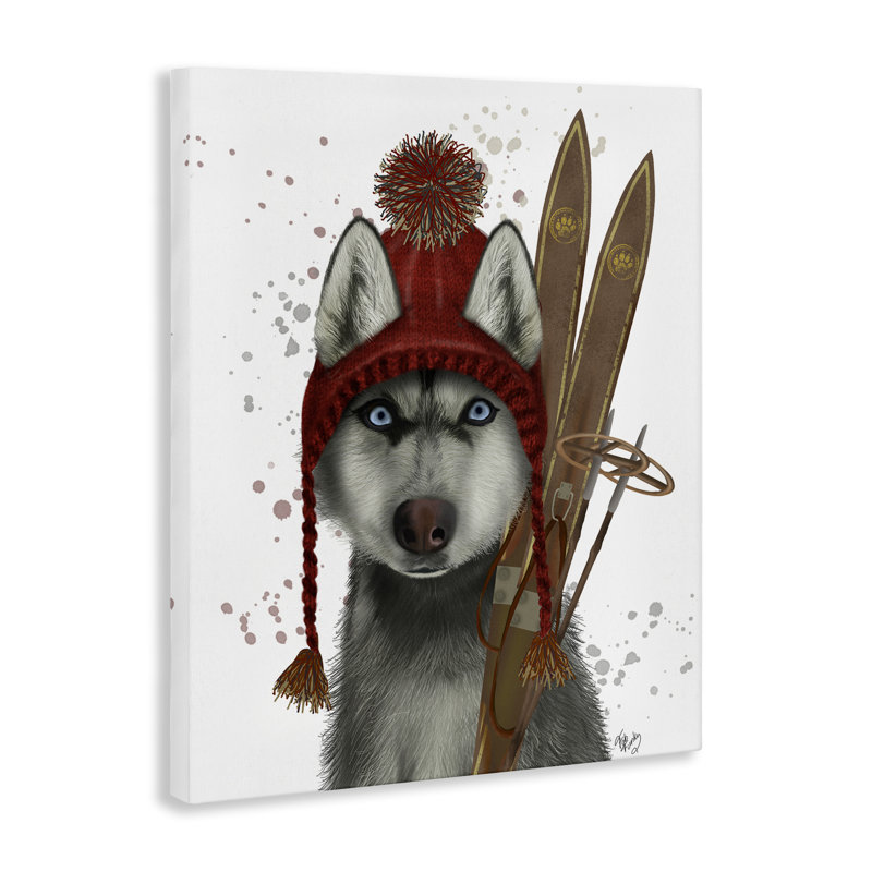 «Husky with Winter Skis» par Fab Funky, H 48 po x l 48 po