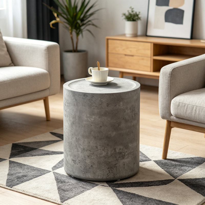 Table de bout ronde avec base robuste, Stone Gray