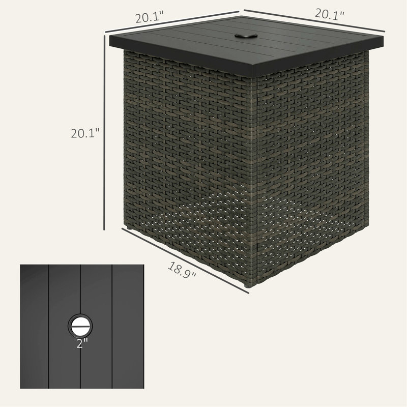 Table de bout, petite table basse d'extérieur pour patio, table d'appoint en osier avec trou pour parasol