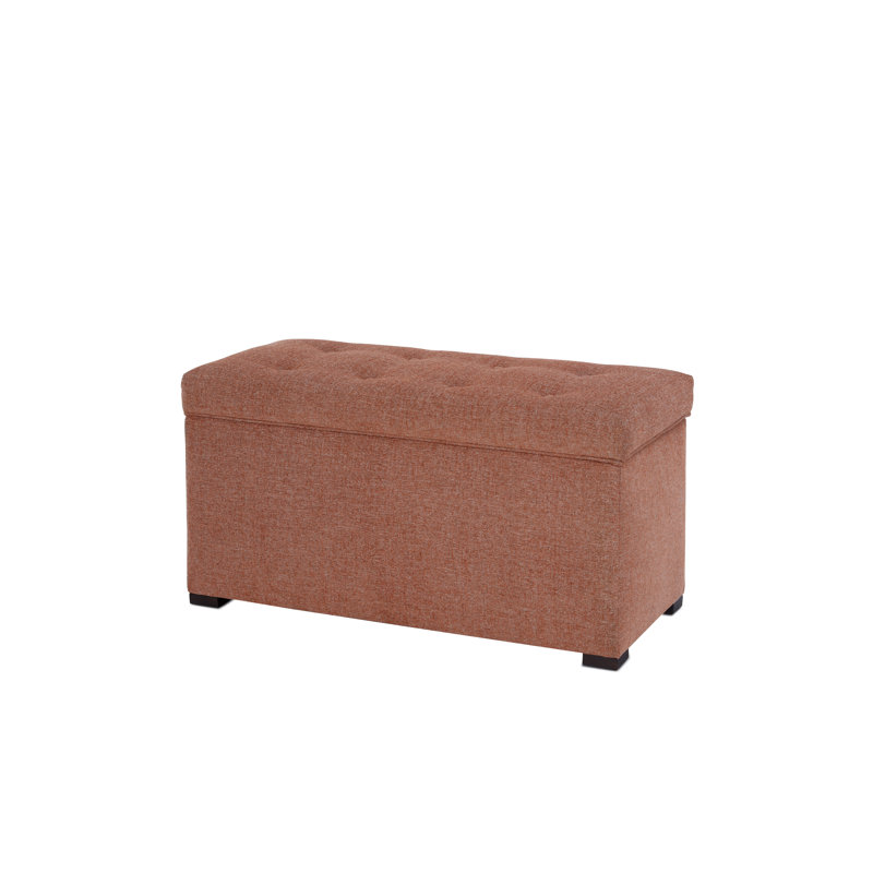 Birney Upholstered Storage Bench, Salmon/Orange