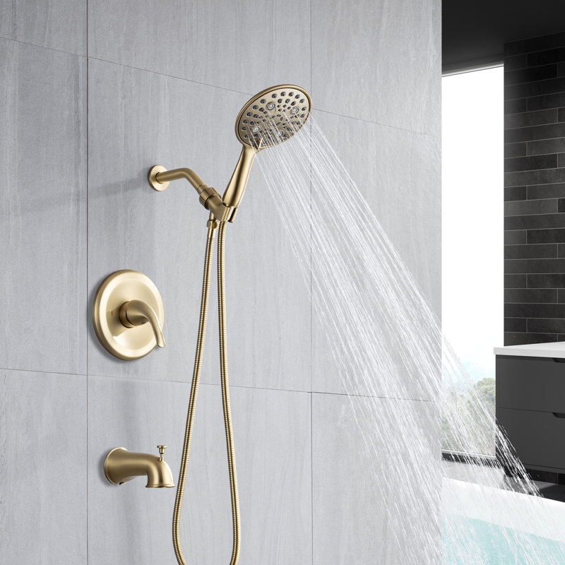 All-In-One Kit with Rough in-Valve, Brushed Gold