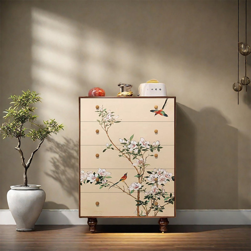 Armoire de rangement en frêne avec tiroirs, Noyer