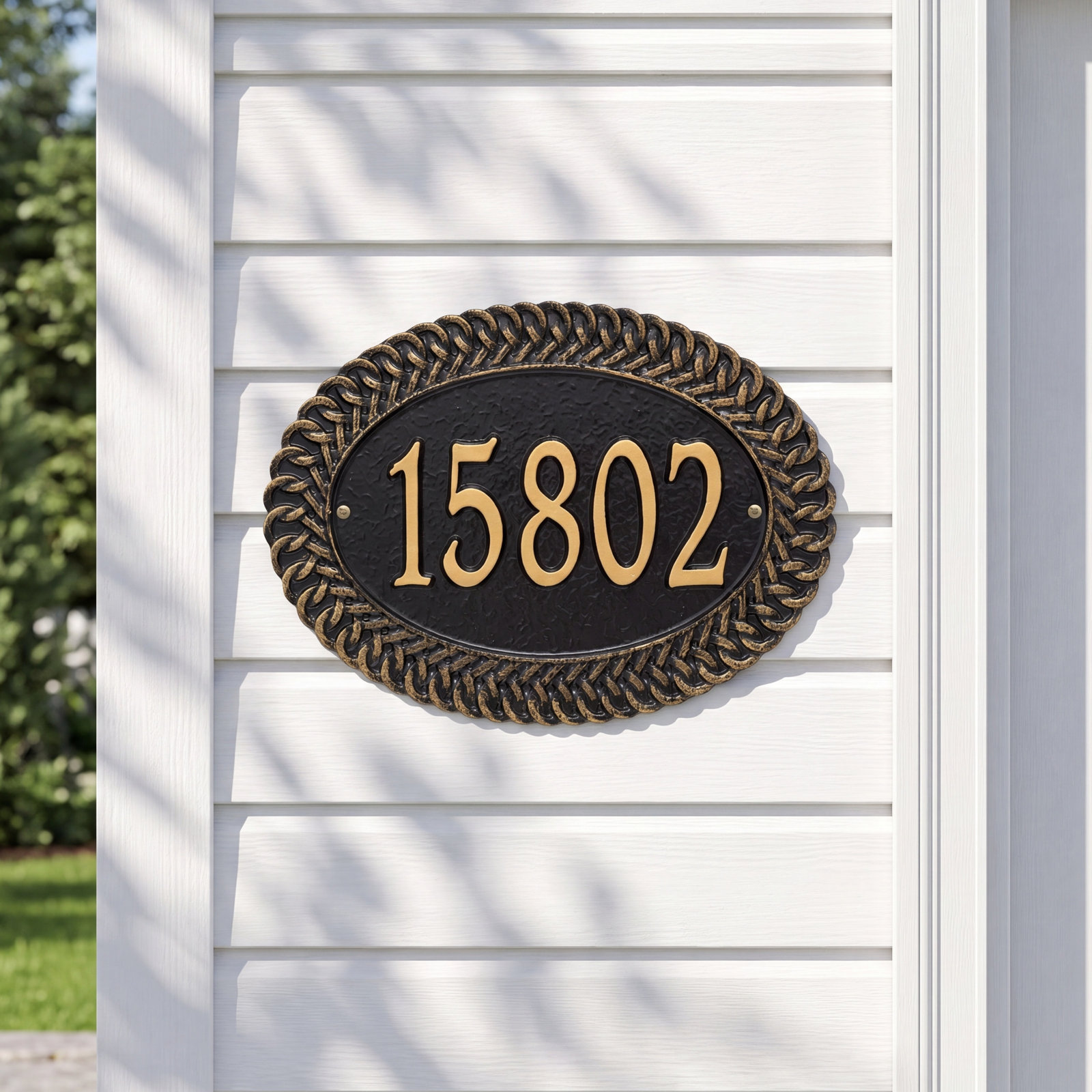 1-Line Wall Address Plaque, Black/Gold, Yes