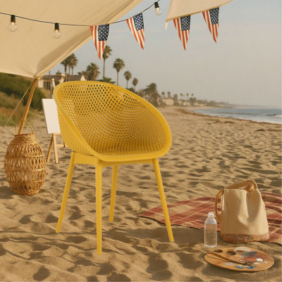 Holiday - Ensemble de 2 chaises longues modernes - Plastique PP intérieur / extérieur toutes saisons, léger pour patio, plage, salon