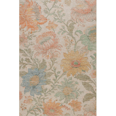 Zell Transitional Floral Machine Washable Rug