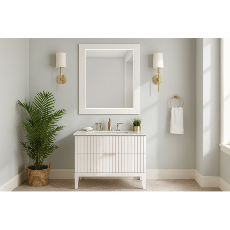 Miroir de salle de bain Kleier, 36" x 30", Blanc