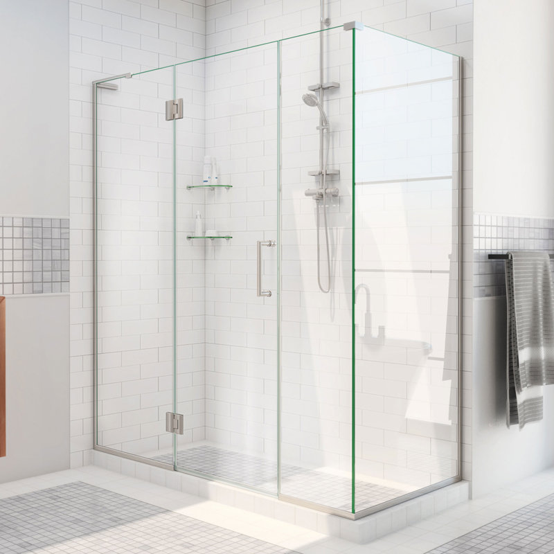 Unidoor-X 47 1/2 in. W x 30 3/8 in. D x 72 in. H Hinged Shower Enclosure, Brushed Nickel