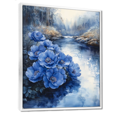 Bleuet sur fond bleu - Pivoines