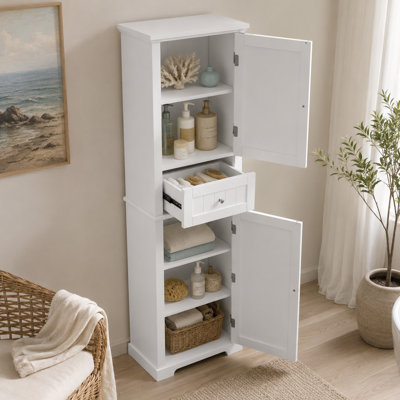 Denai Freestanding Bathroom Linen Cabinet Tall Storage Cabinet