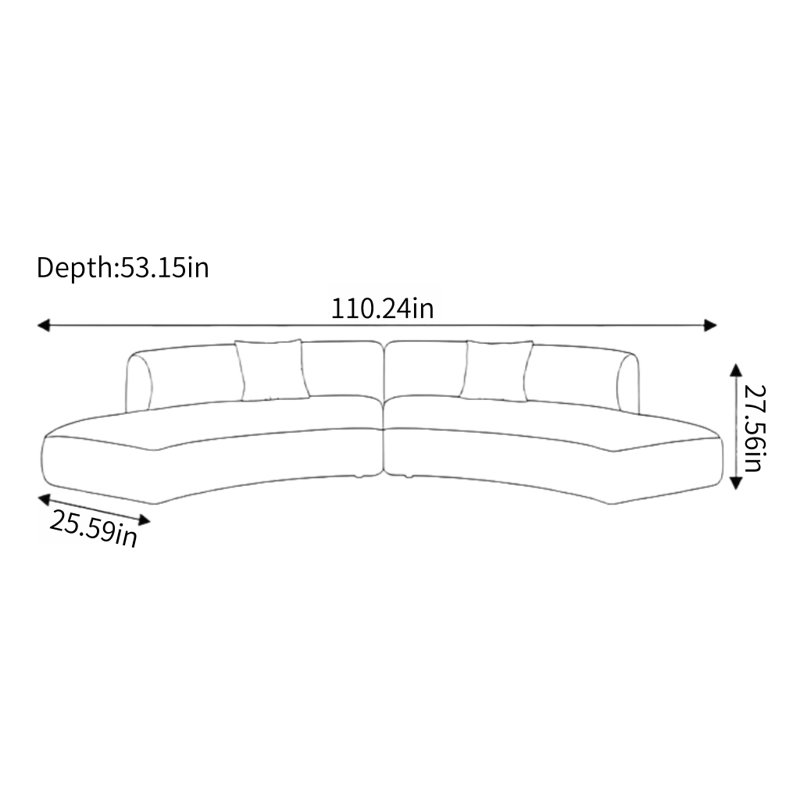 Canapé moderne simple, Vert, H 27,56 po x l 110,24 po x P 53,15 po