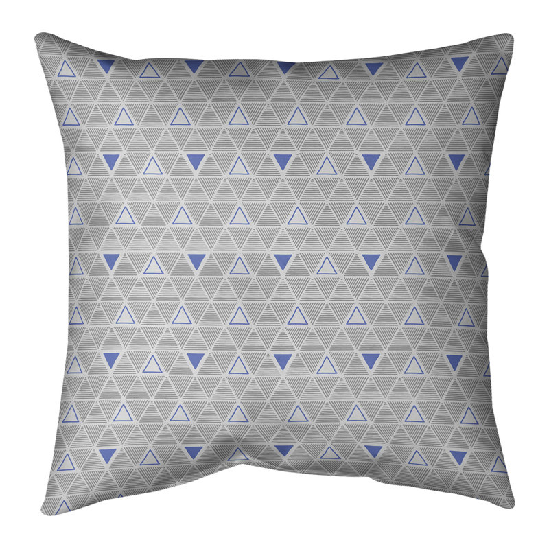 Triangles dessinés à la main Coussin décoratif, Bourre en polyester, Accent bleu, Croisé en polyester