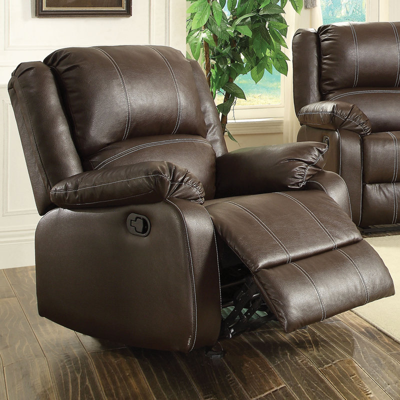 Hagar Upholstered Motion Recliner, Manual, Dark Brown