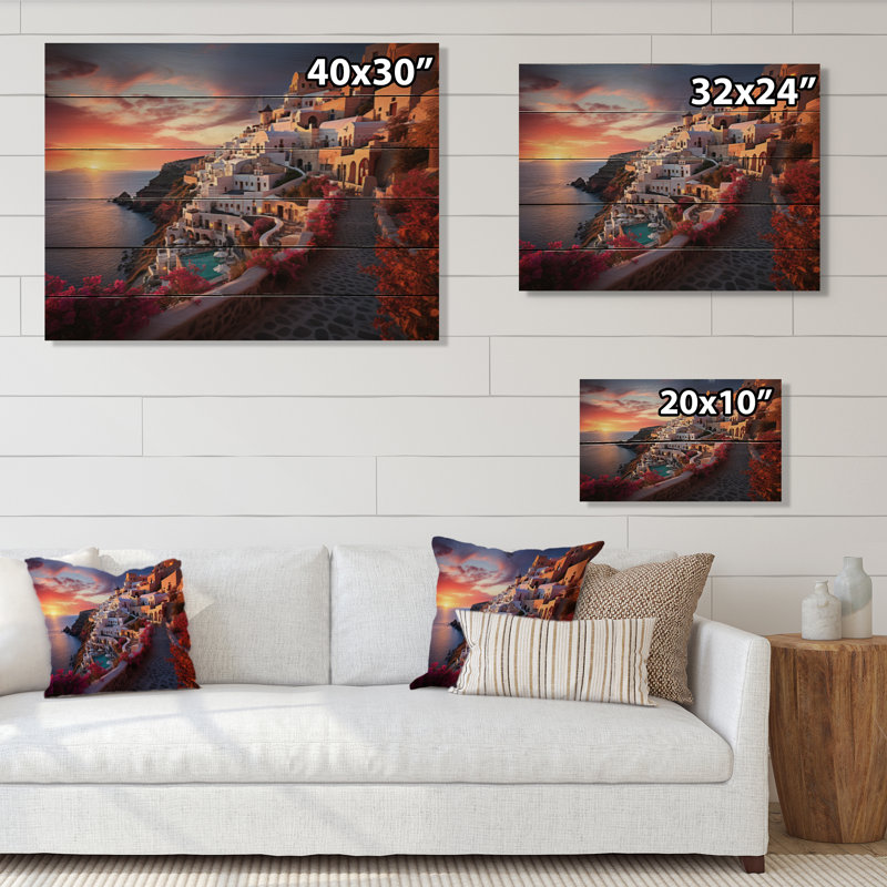 Grèce Oia Splendor IV sur bois, H 24 po x l 32 po x P 0,78 po