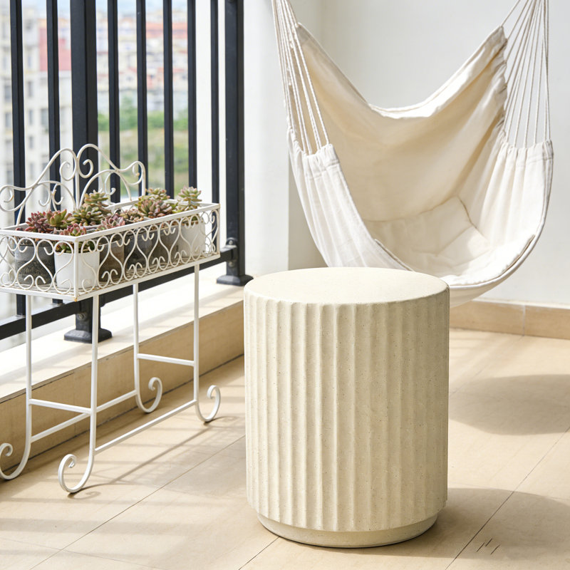 Table d'appoint d'extérieur en forme de cylindre Mgo, Beige