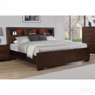 Cappuccino Queen Bed With Bookcase Headboard