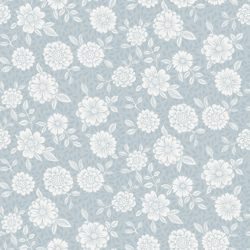 Ingrid Floral Wallpaper Roll, Light Blue