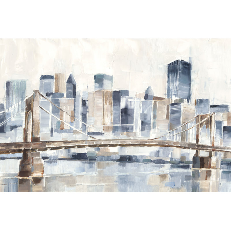 Blue Hour II by Ethan Harper - Painting on Canvas, 81 cm H x 122 cm W, Black Floater Framed