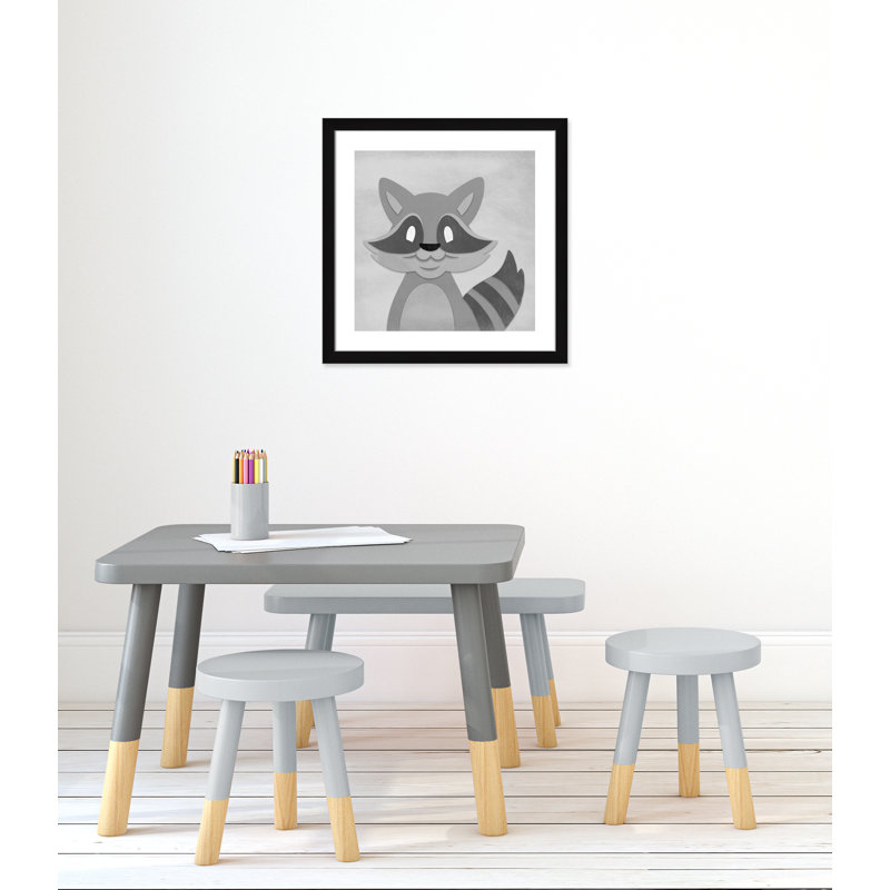 Impression sur papier Cheery Racoon, H 22,5 po x l 22,5 po x P 0,6 po, Encadré plat noir