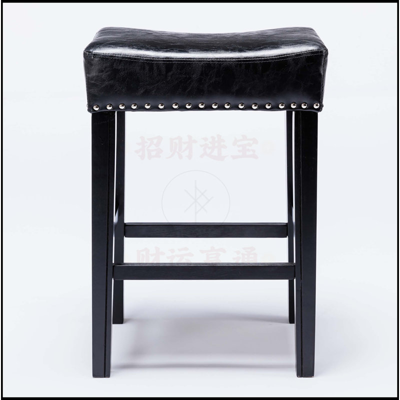 Tabouret Meyke, Siège noir / cadre noir, Tabouret de comptoir (siège d'une hauteur de 26 p