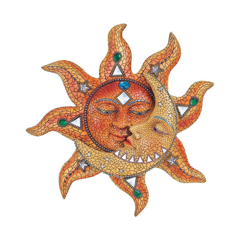 Décoration murale mosaïque 13 "H soleil et lune